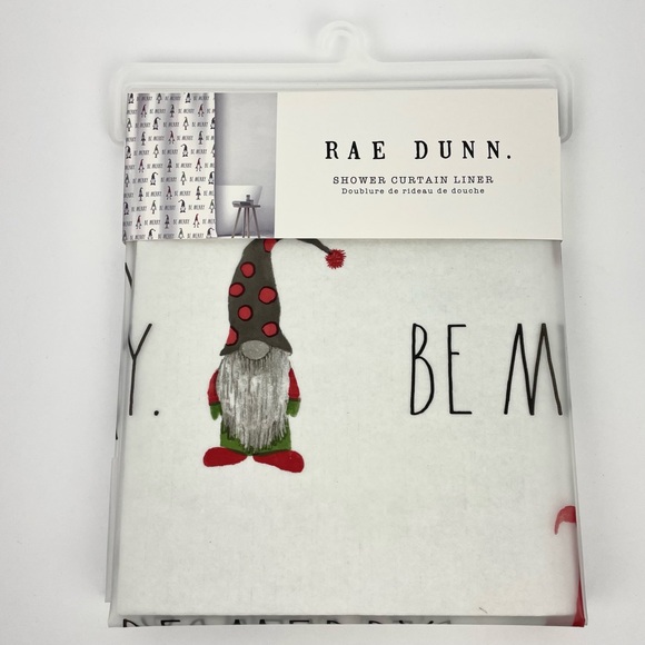 Rae Dunn BE MERRY Christmas Shower Curtain Liner